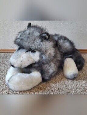 Folkmanis Timber Wolf Husky Full Body Hand Puppet Plush 18” Stuffed